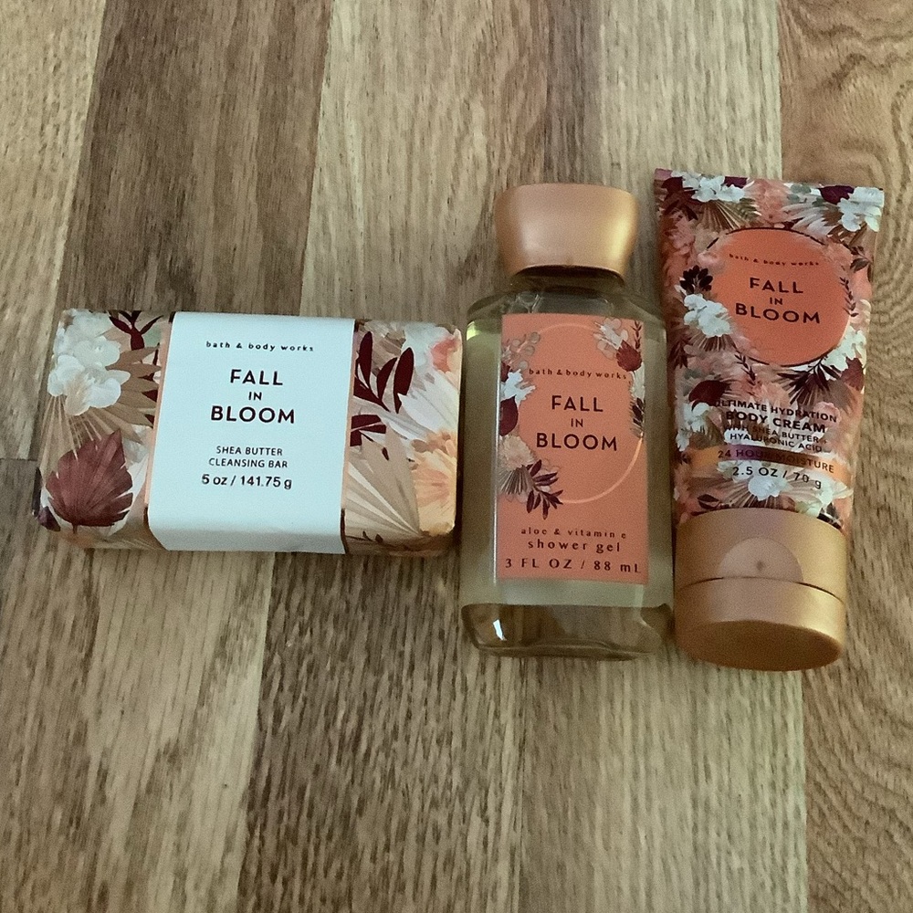 New, unused Bath & Body Works Fall In Bloom 3-piece bundle